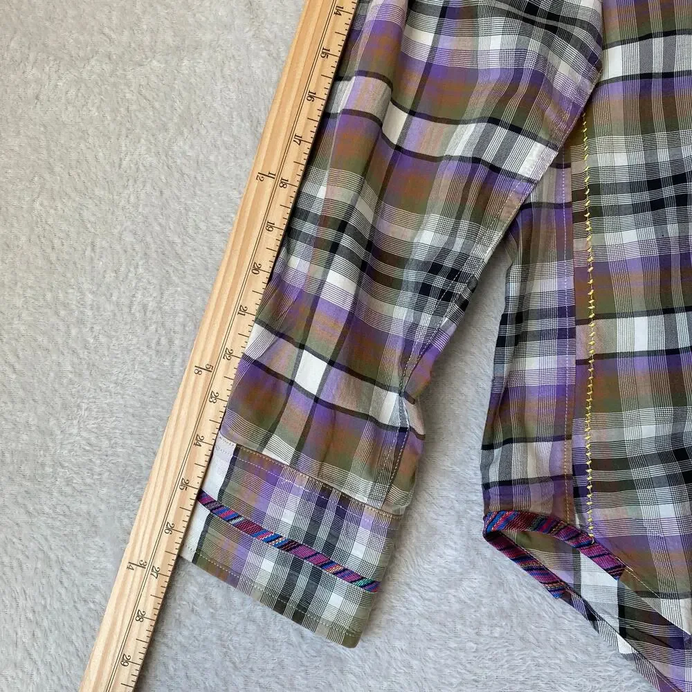 Robert Graham Freshly Laundered Shirt Men XXL Purple Plaid Embroidered Button Up - Picture 12 of 12